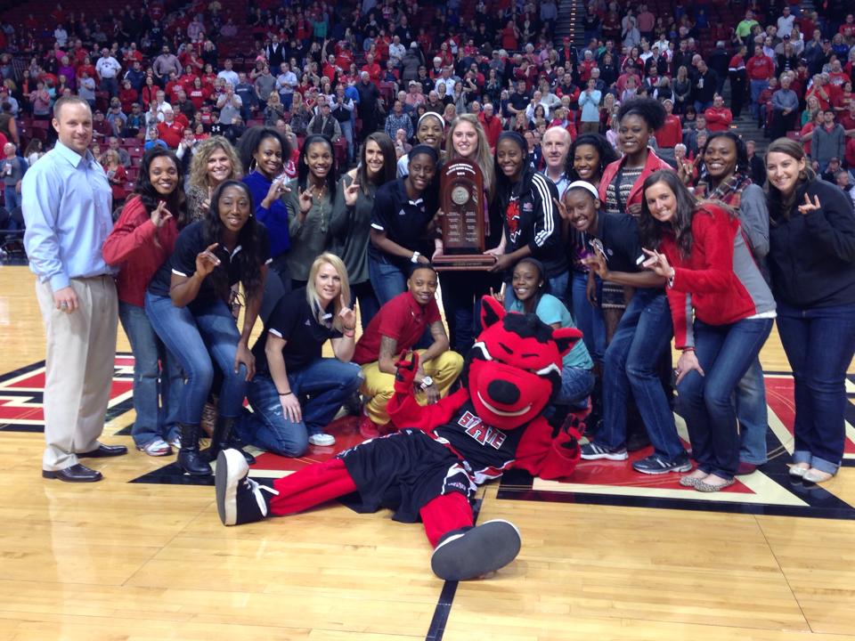 The A-State women's basketball team poses after beating ULL.