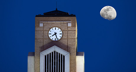 Tower at Night with Moon