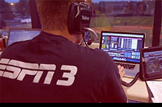 A student working on an ESPN3 production on campus