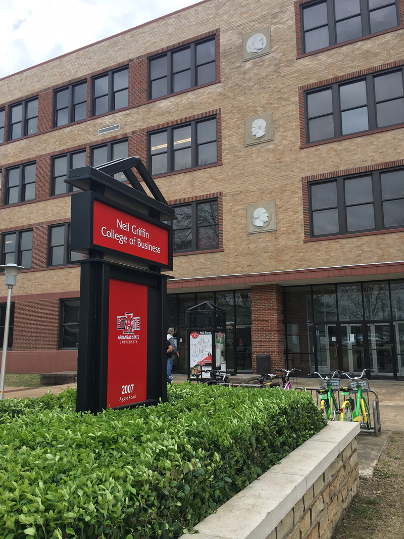 The new Neil Griffin College of Business sign