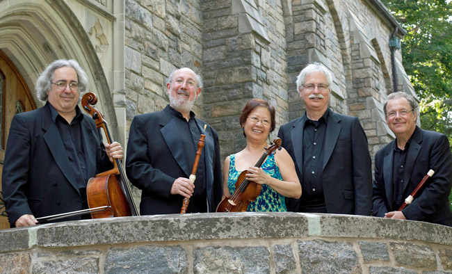Aulos Ensemble members with instruments