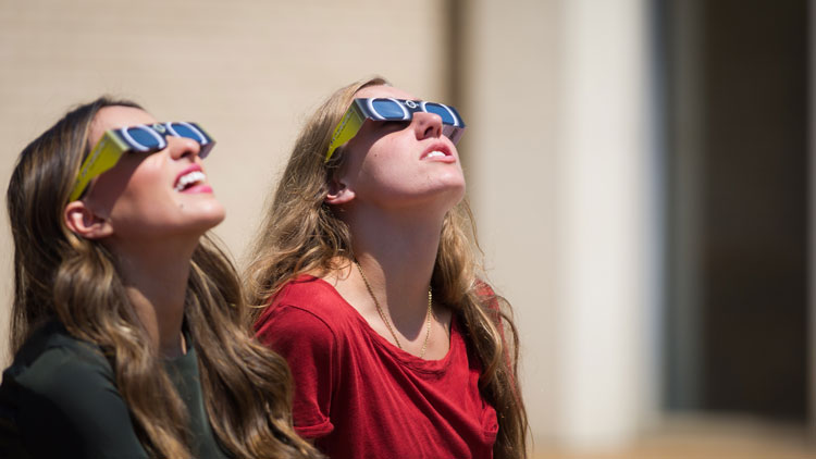 Students look at the 2017 solar eclipse