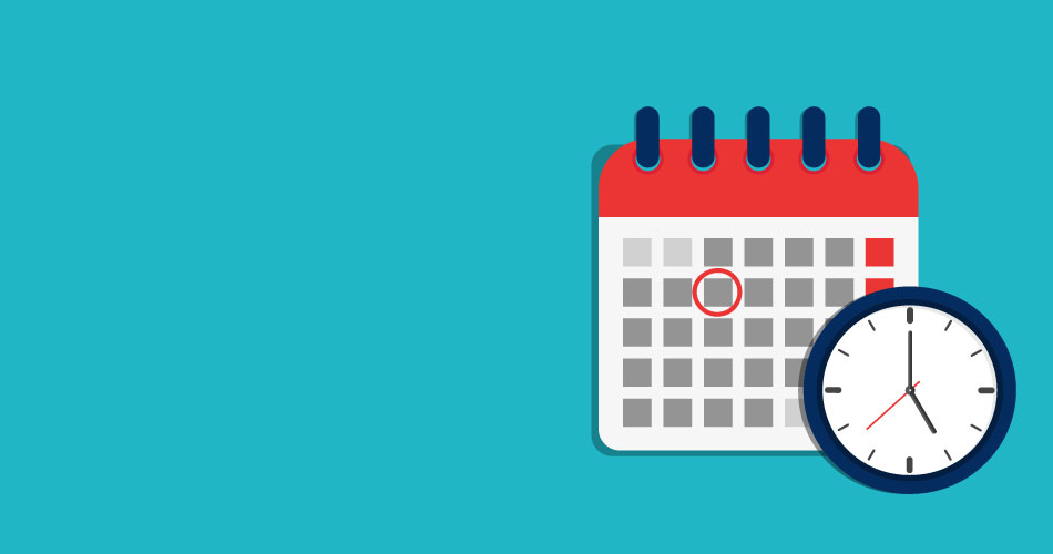 An illustration of a calendar and clock