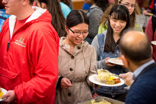 A student at a previous Thanksgiving dinner.