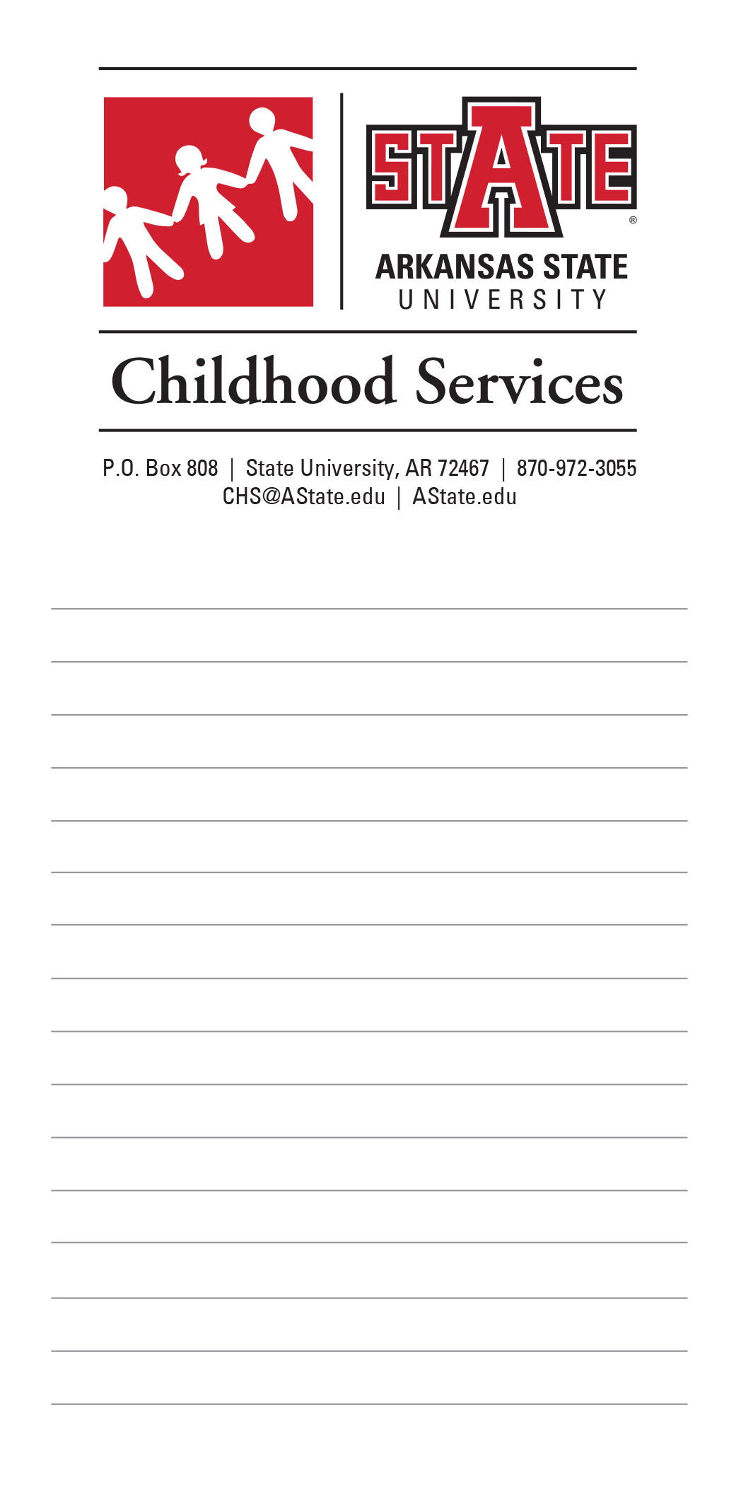Childhood Services notepad