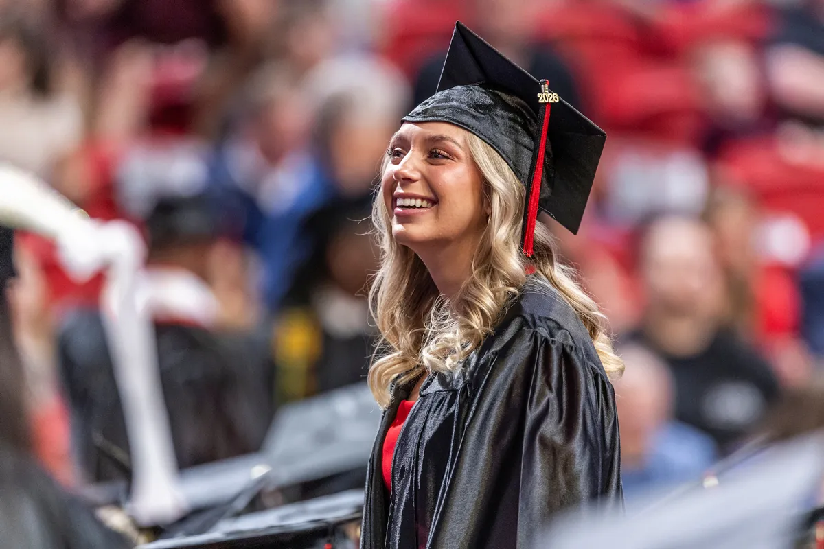Smiling student graduating at a recent ceremony
