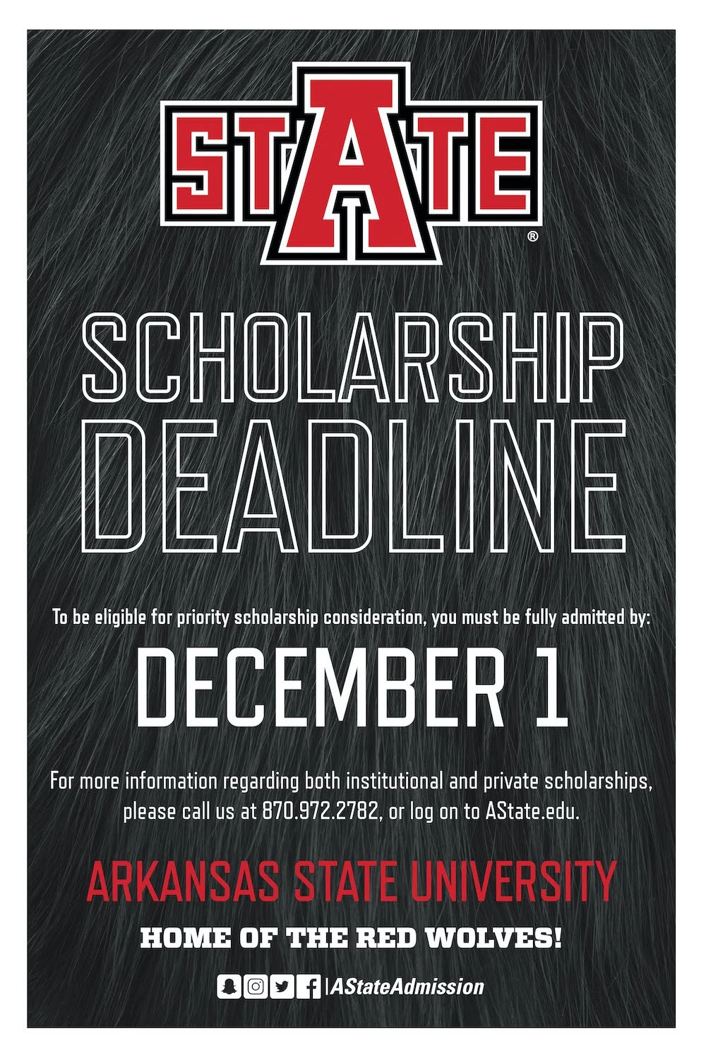 A sample poster for scholarship deadlines