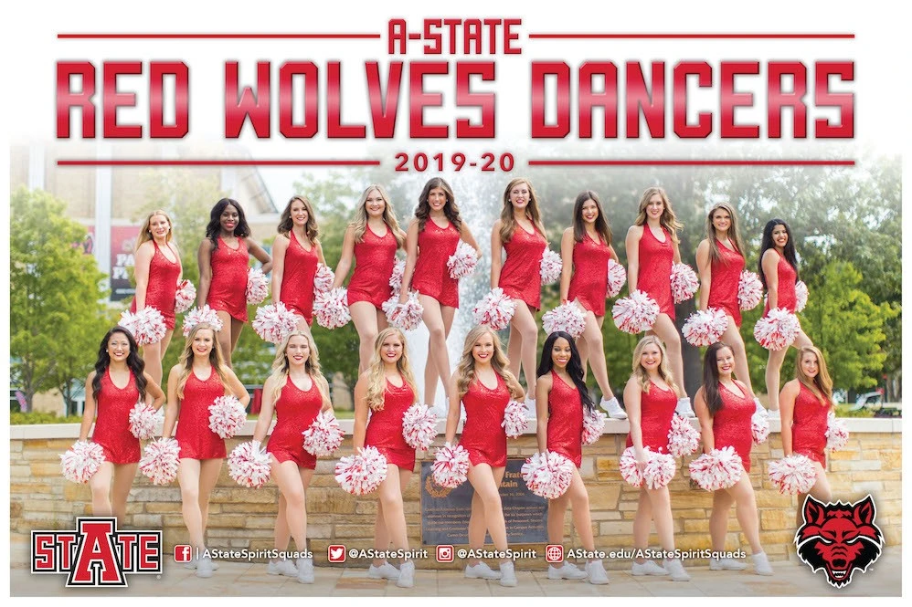 A sample poster for the 2019 A-State Red Wolves Dancers
