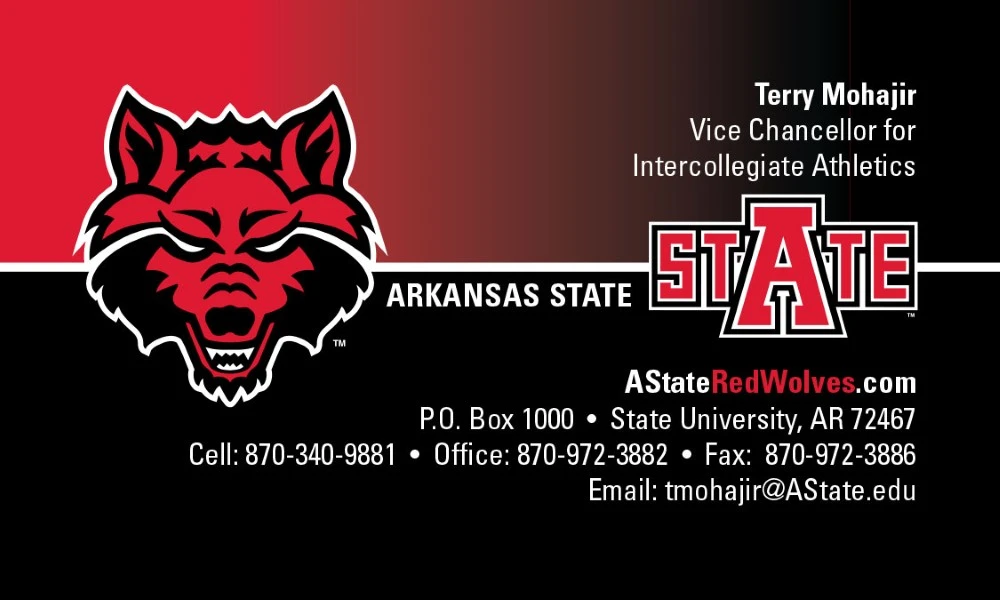 A sample business card for A-State Athletics