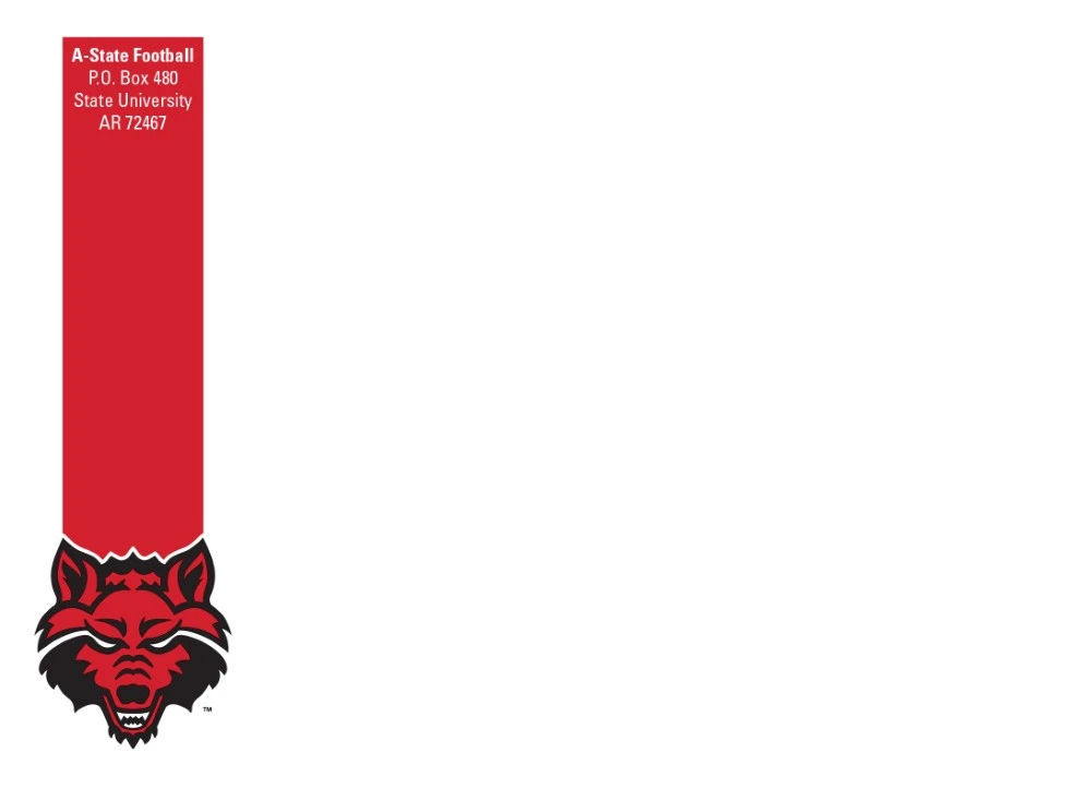 A sample envelope for A-State Football