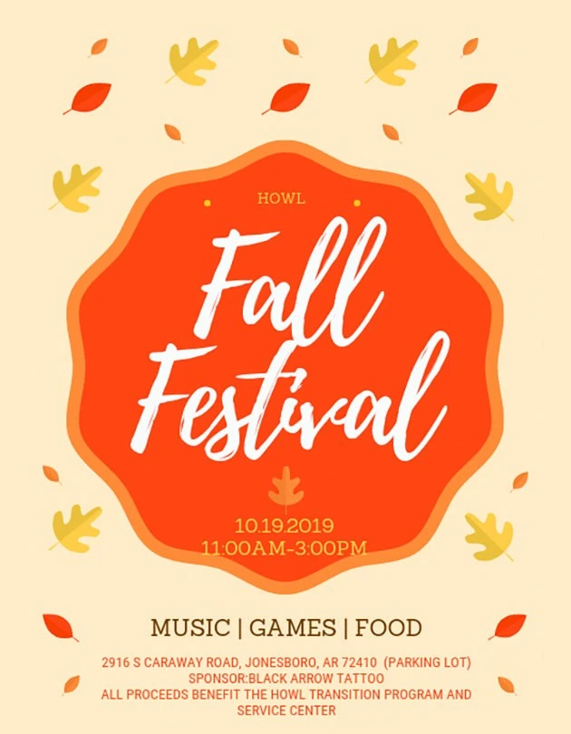A sample flyer for a Fall Festival Event in 2019