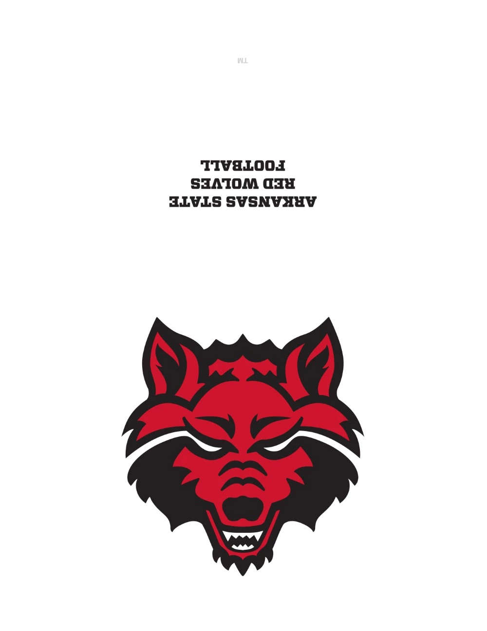 A sample notecard for A-State Football with the red wolf logo