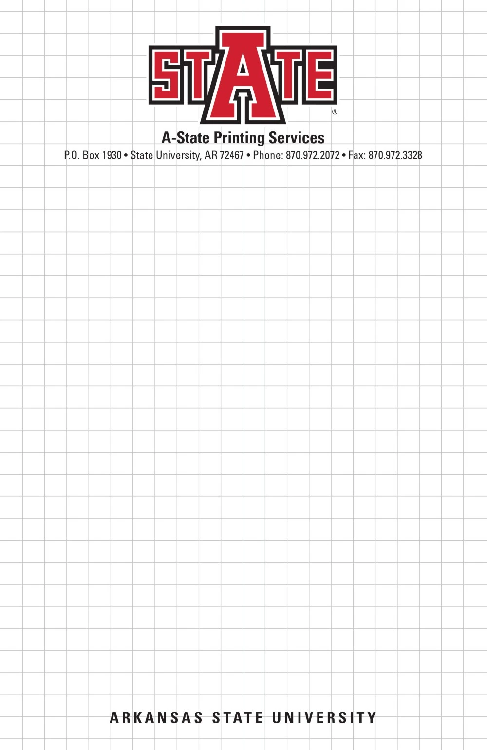 A sample grid-lined notepad for Printing Services
