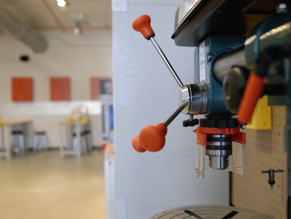 A drill press at the Innovation Garage