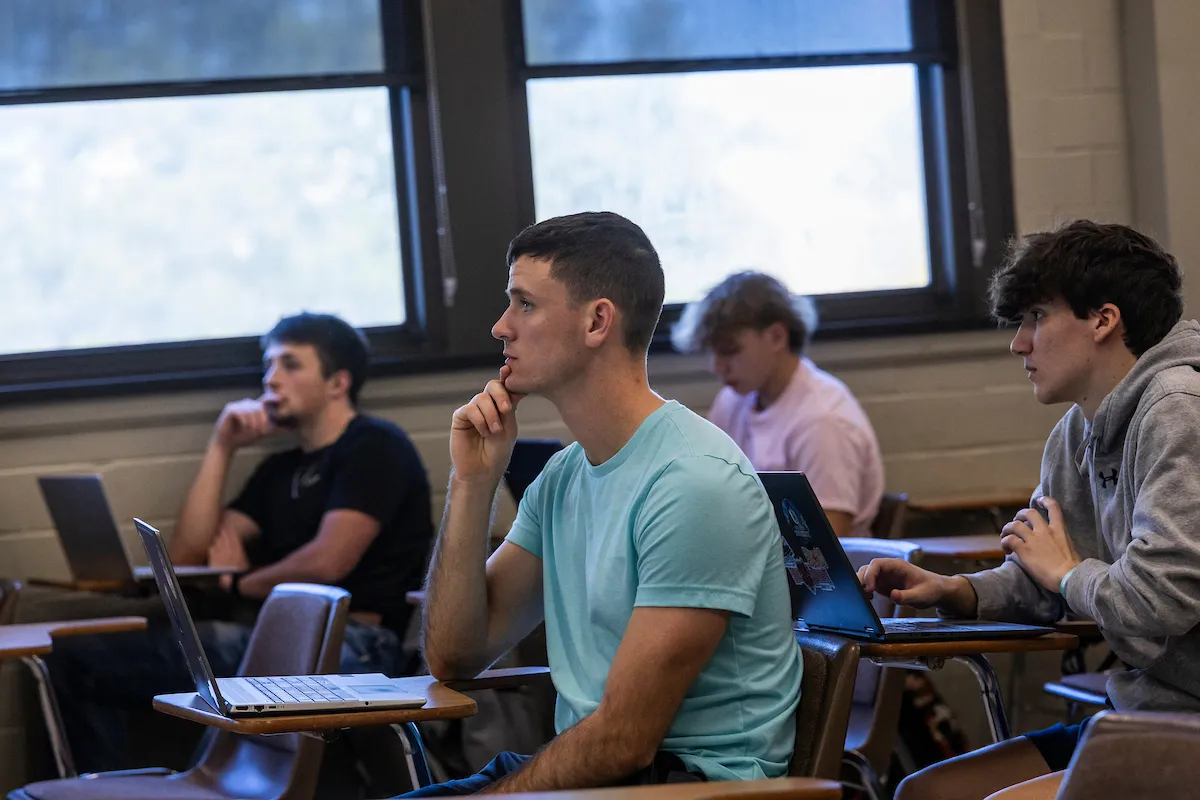 Students listening to a lecture in a classroom