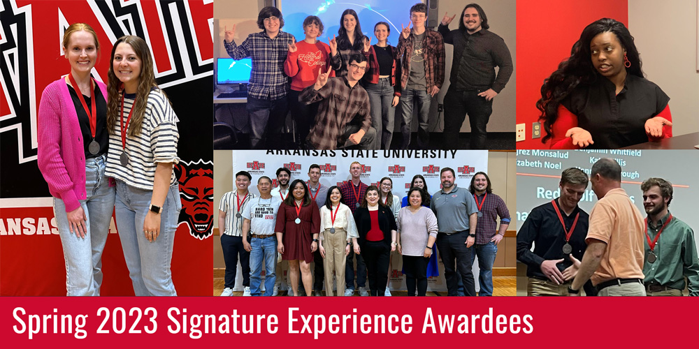 a collage of students who have been awarded for the Red Wolf Works Spring 2023 Signature Experience