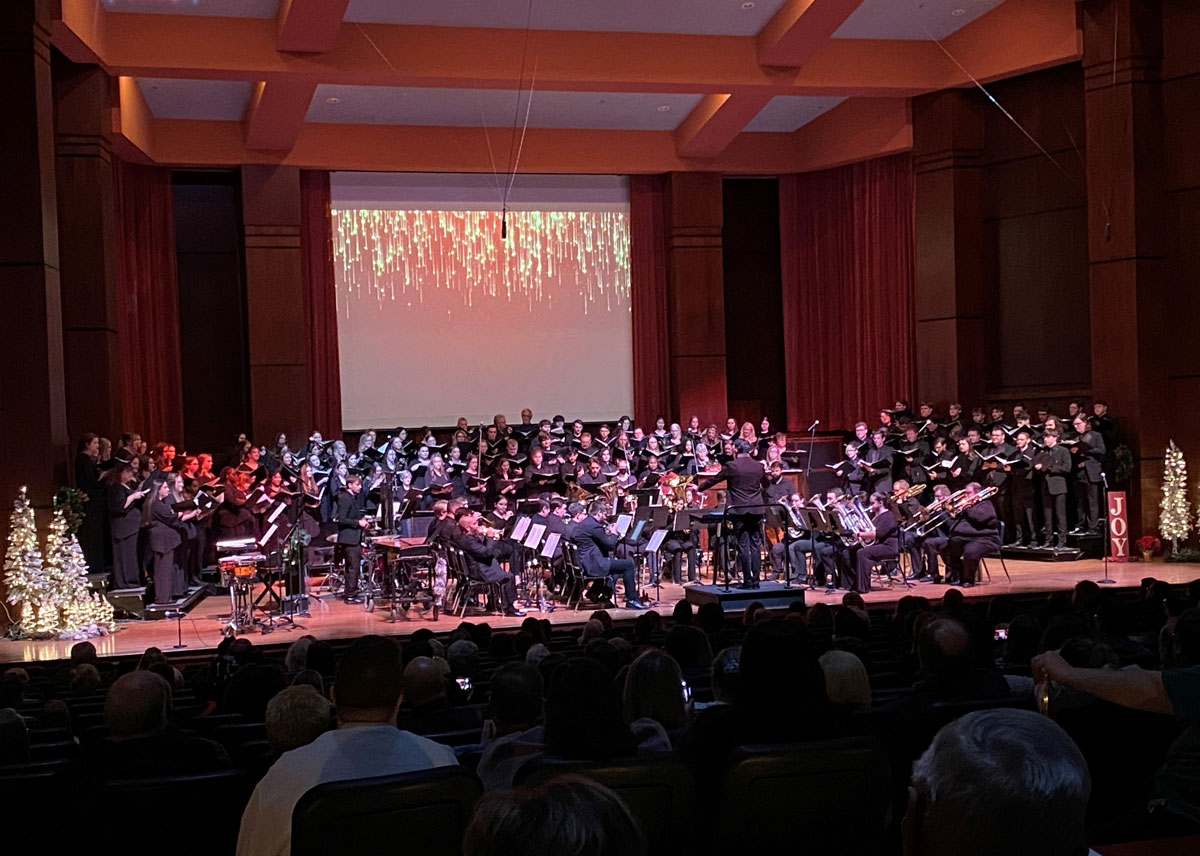 photo of choirs and band in concert