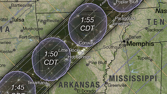 Nasa.gov provided map of solar eclipse