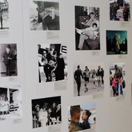 exhibit wall with military photos in the Military Gallery