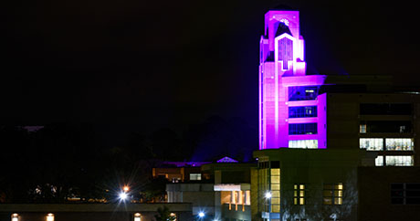 2017 Library Tower at Night Lit Purple