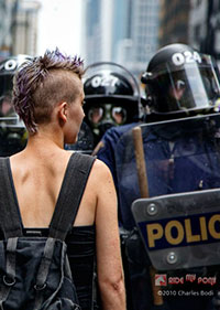 Protester and Riot Police