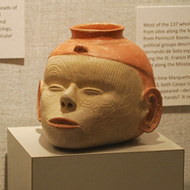 decorative pottery shaped like a human head in the Native American Gallery