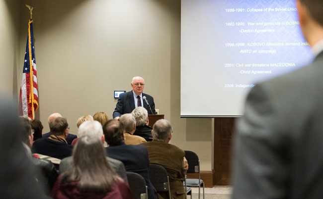 Pardew Discusses American Leadership in Lecture Series