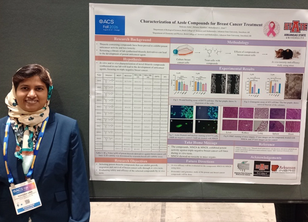 Roksana Amin with her graduate research poster.