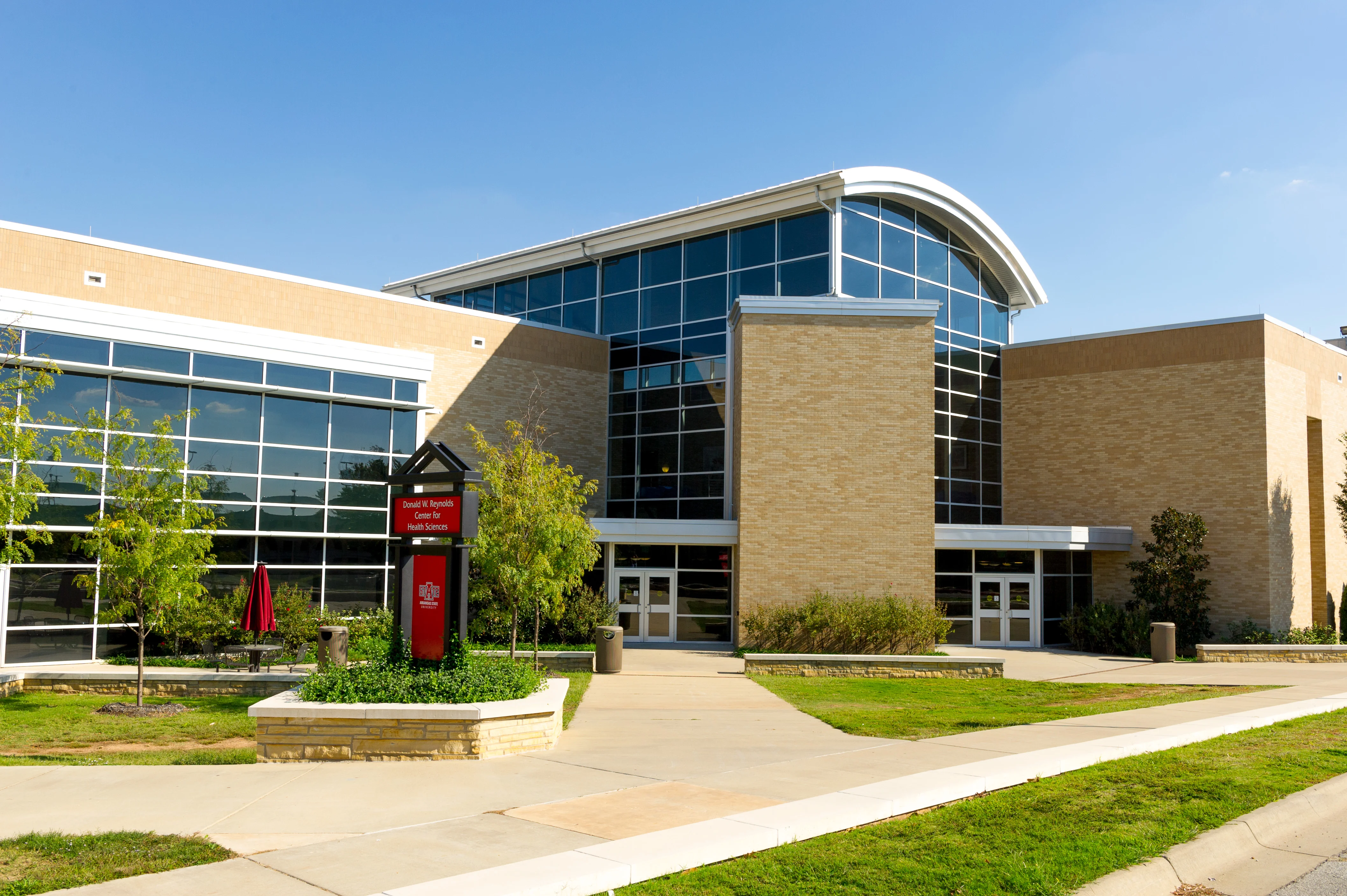Nursing and health science building on campus during the day.