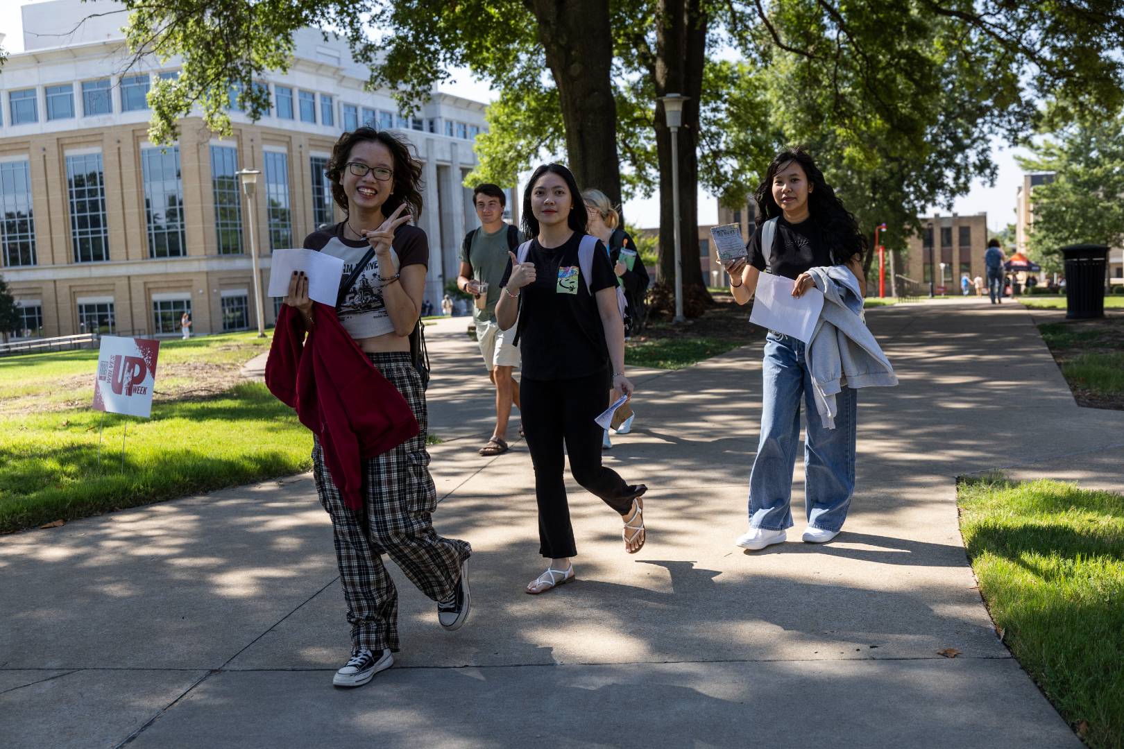 Students walking to class on their first day.