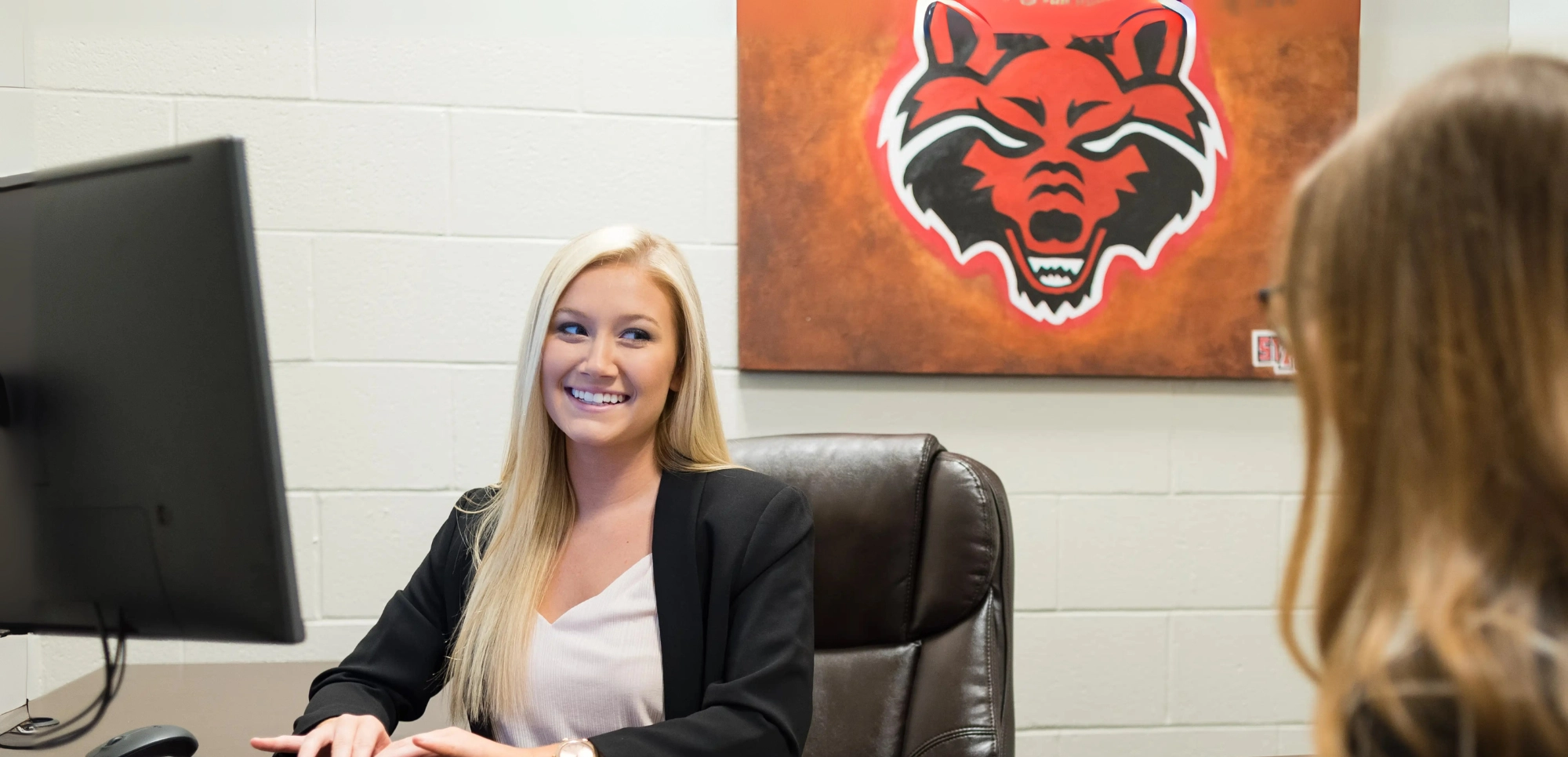 a-state students doing mock interviews for sales leadership class.