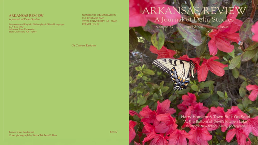 Arkreview Vol. 57, #1 cover featuring a butterfly and pink flowers