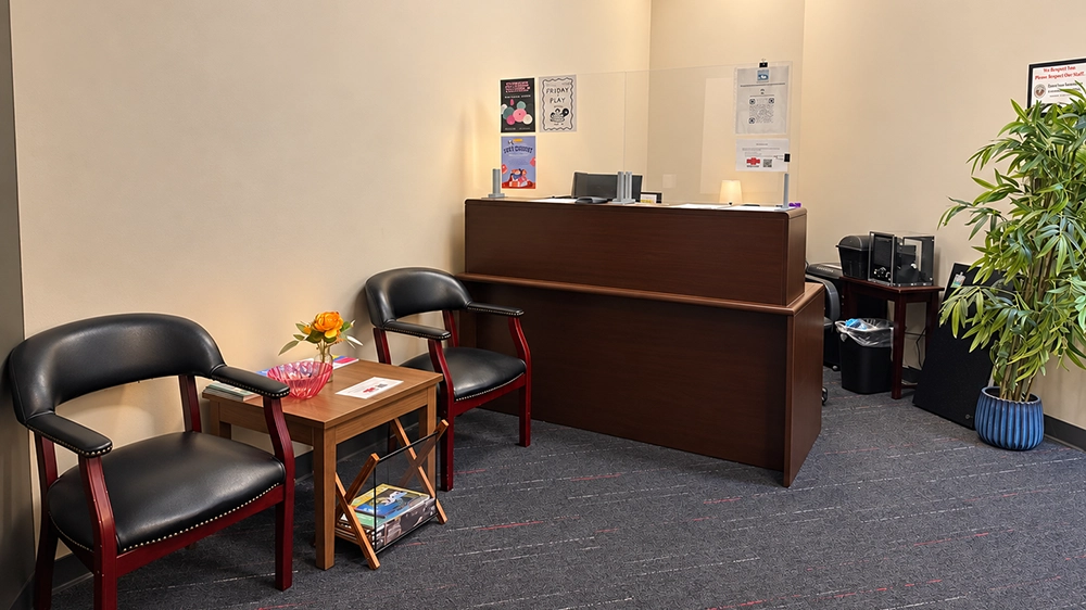 Lupine Wellness Center check-in desk.