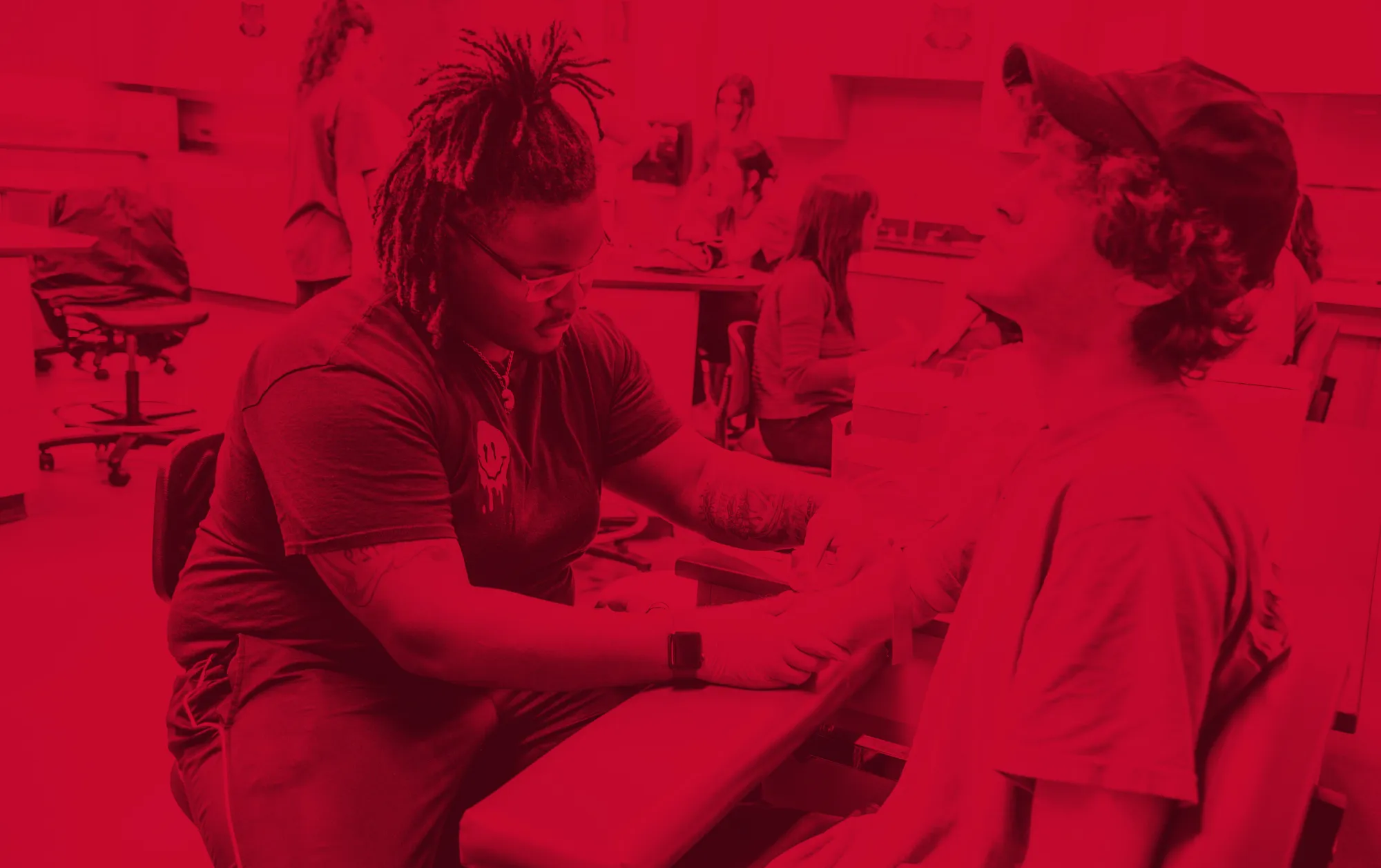 Clinical Lab student doing bloodwork.