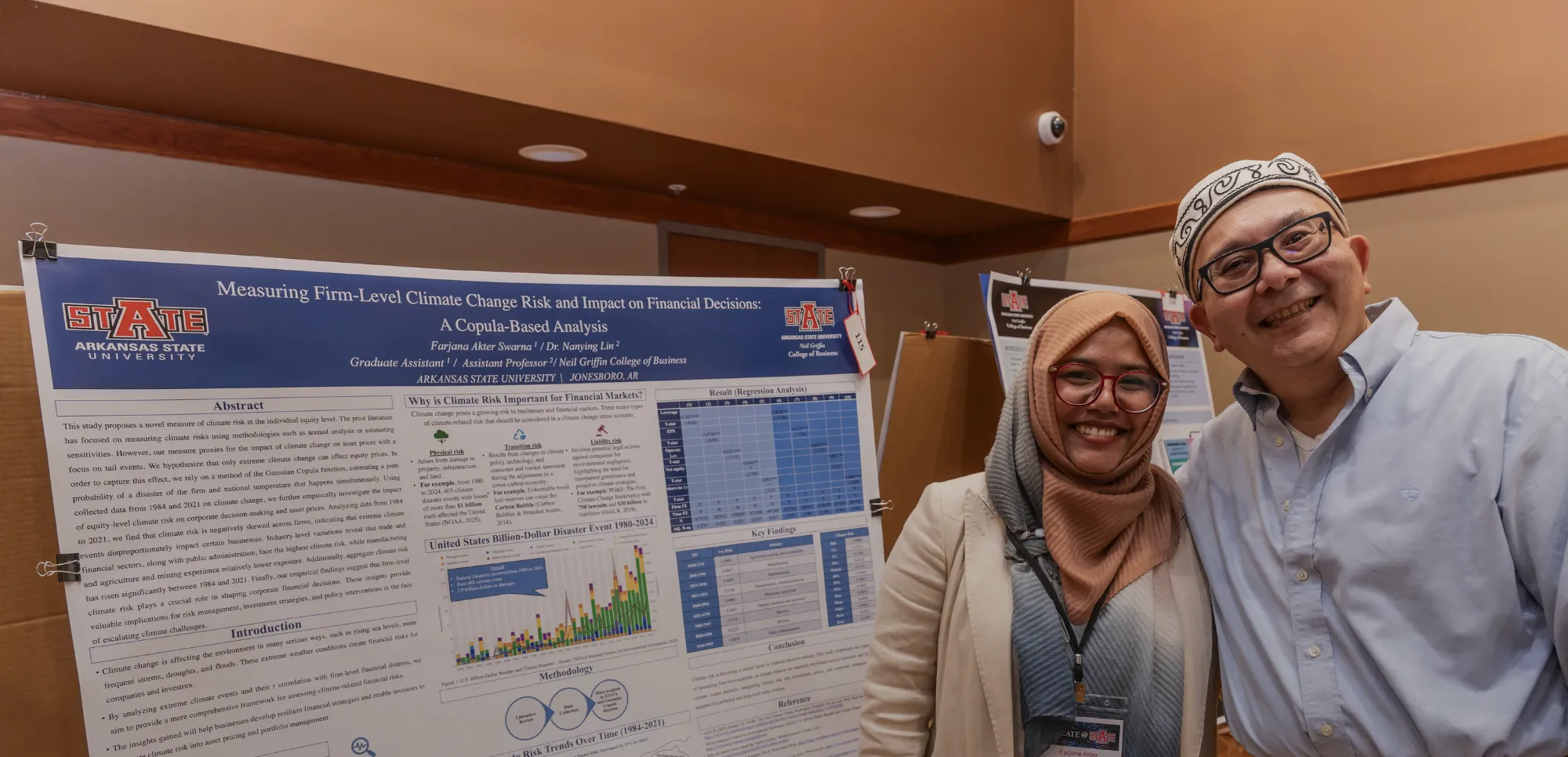 Student and parent at create@astate event presenting research.