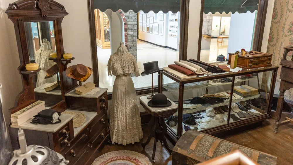 room with vintage furniture and clothing