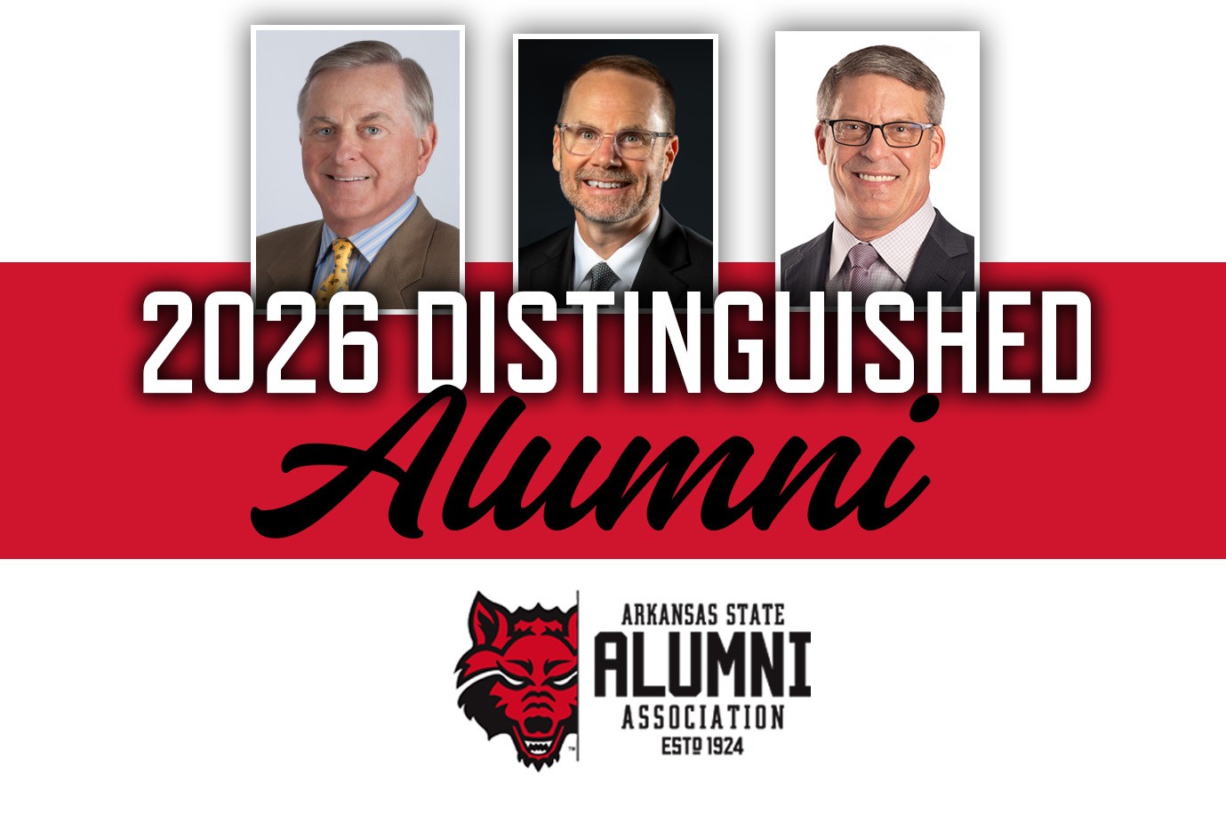 2026 Distinguished Alumni (from l): Dr. Billy Don Tiner, Phillip T. Poston and Dr. Timothy D. Langford
