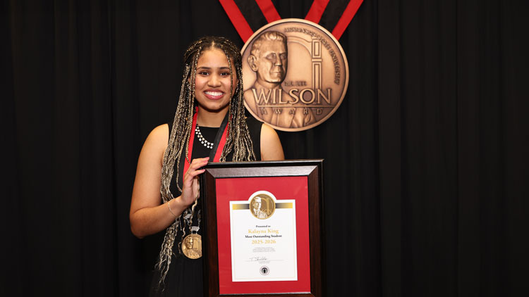 Kalayna King, 2026 Wilson Award winner at the annual awards ceremony.