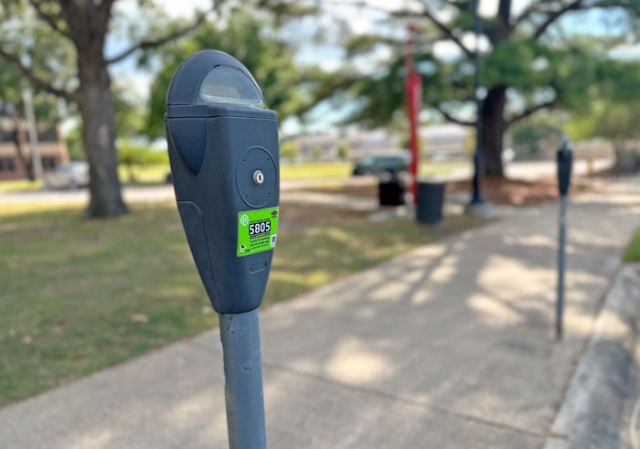 parking meter with an out of focus background