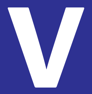 square icon with a V in the middle