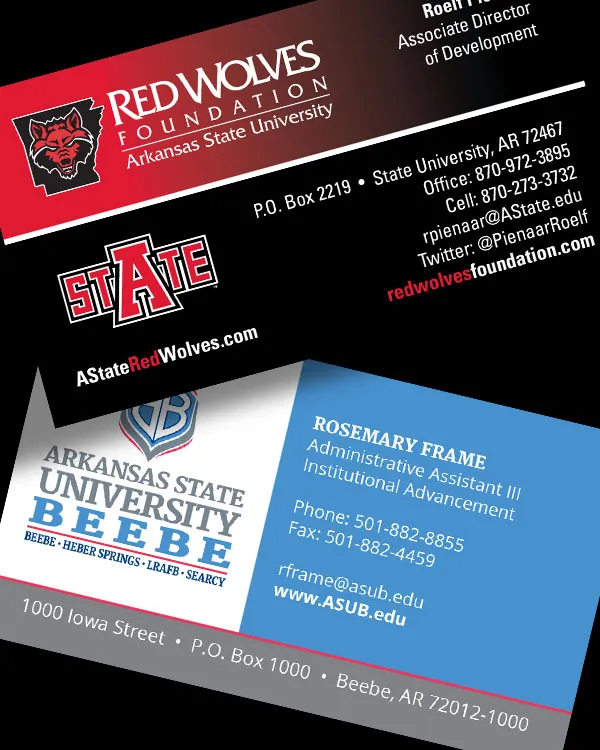 An example of business cards created of by Printing Services