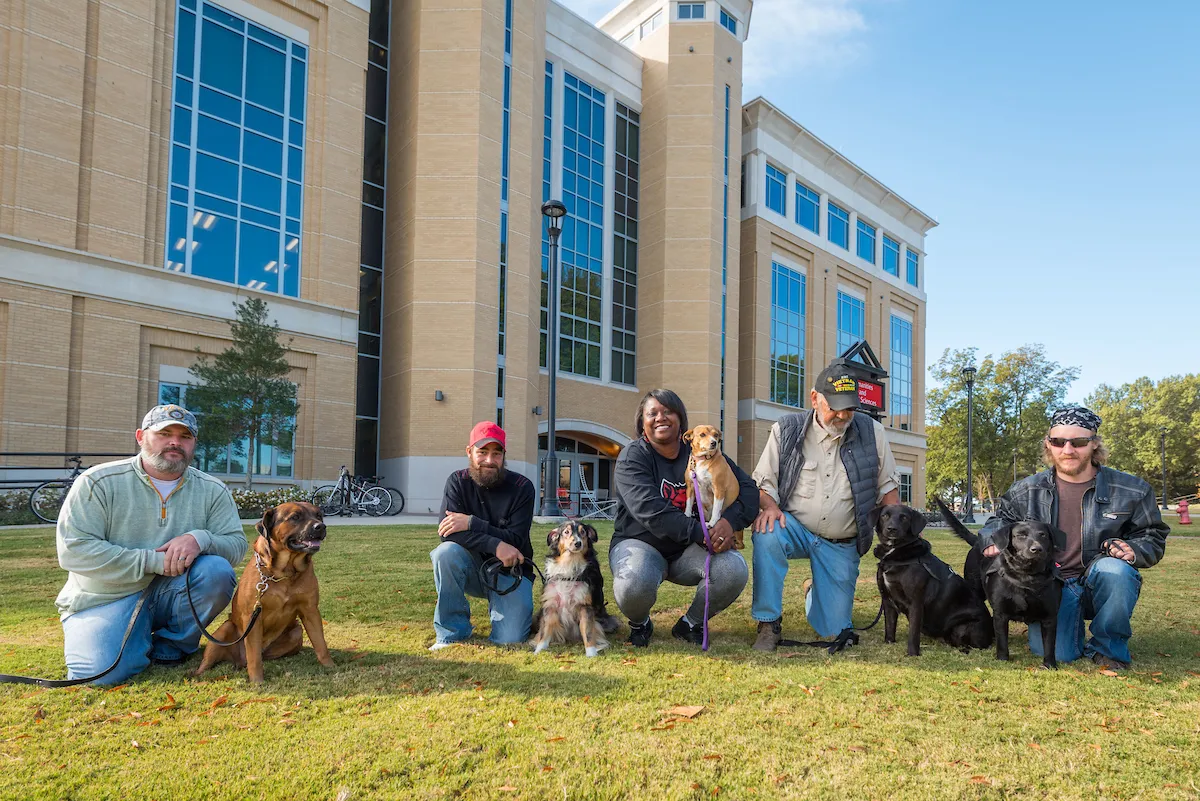 A group of veterans gather at their Battle Buddy event on campus.