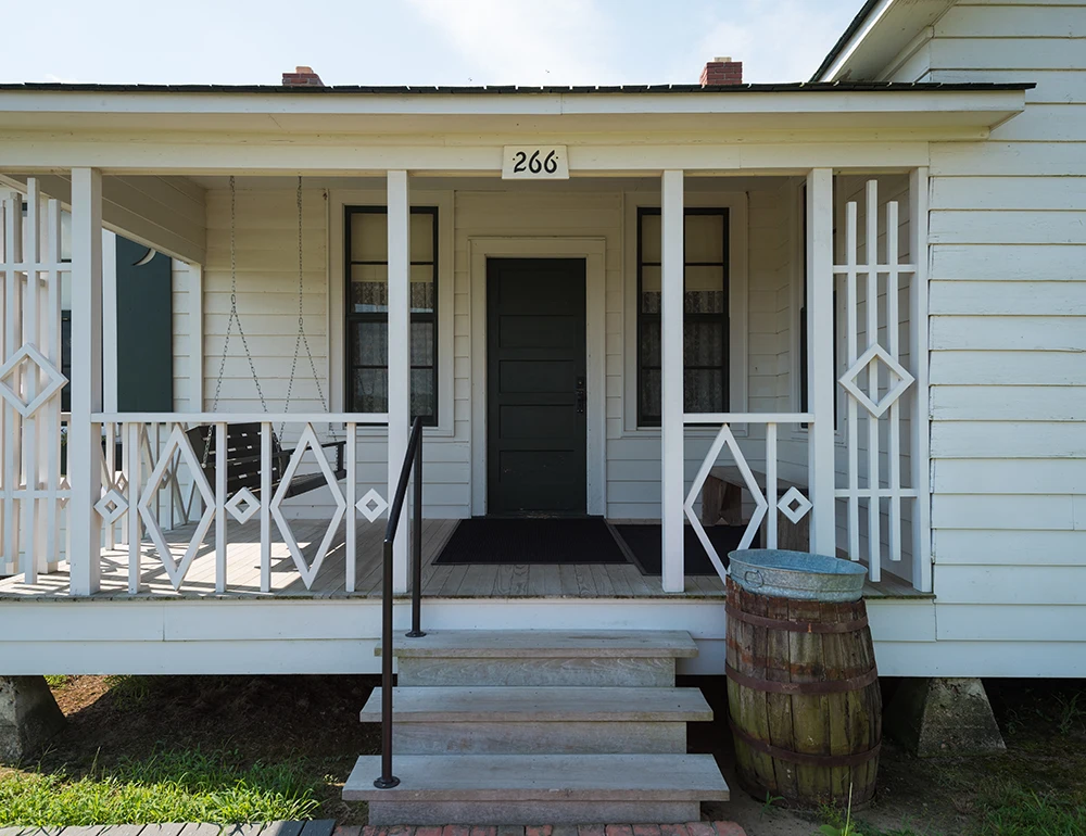 The porch of the Johnny Cash Boyhood Home.
