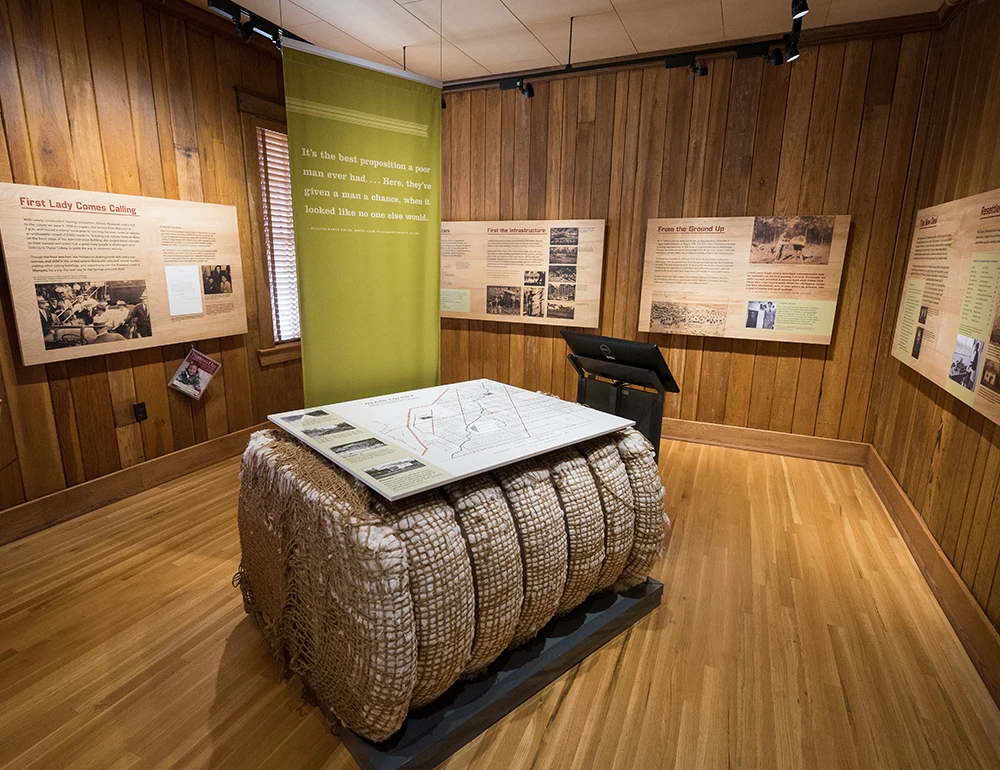 An exhibit of a map in the Southern Tenant Farmers Museum.