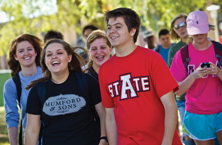 A-State Students Walking on Campus